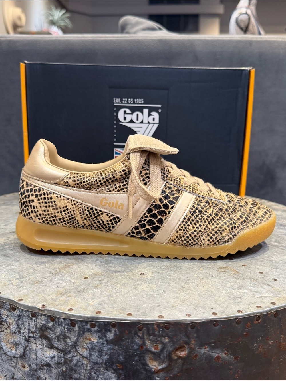 Gola Women’s Tan Snake-Print Trainer